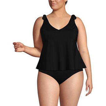 Plus Size Lands' End Tie Shoulder Flutter Tankini Top