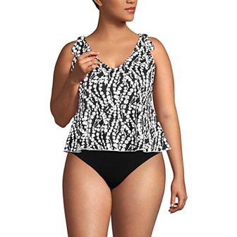 Plus Size Lands' End Tie Shoulder Flutter Tankini Top