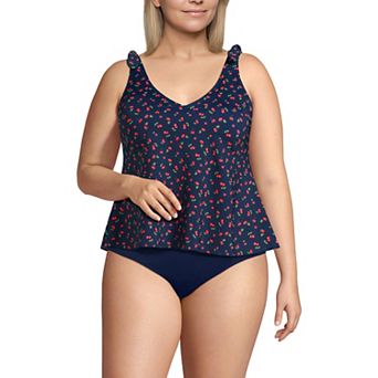 Plus Size Lands' End Tie Shoulder Flutter Tankini Top