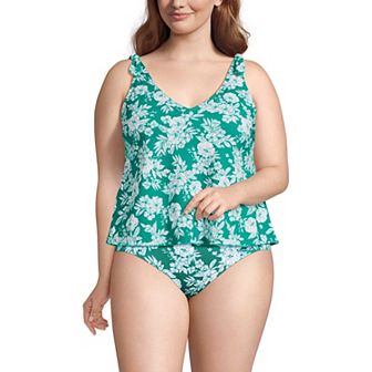 Plus Size Lands' End Tie Shoulder Flutter Tankini Top