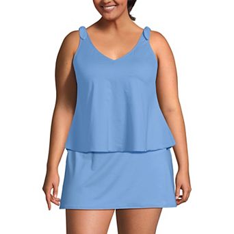 Plus Size Lands' End Tie Shoulder Flutter Tankini Top