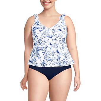 Plus Size Lands' End Tie Shoulder Flutter Tankini Top