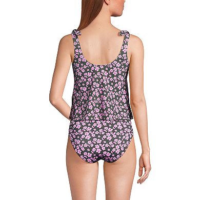 Women's Lands' End Tie Shoulder Flutter Tankini Swim Top