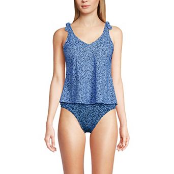 Women's Lands' End Tie Shoulder Flutter Tankini Swim Top