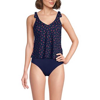 Women's Lands' End Tie Shoulder Flutter Tankini Swim Top