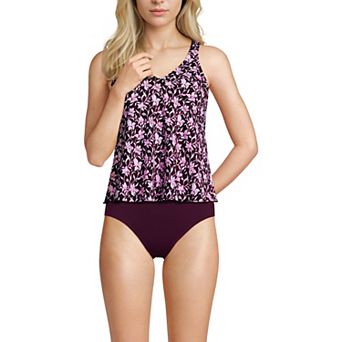 Women's Lands' End Tie Shoulder Flutter Tankini Swim Top