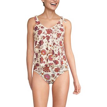 Women's Lands' End Tie Shoulder Flutter Tankini Swim Top