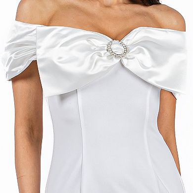 Juniors' B. Smart Off-The-Shoulder Front Bow Bodycon Dress