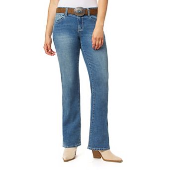 Juniors' WallFlower Luscious Curvy Insta Stretch Mid Rise Belted Bootcut Jeans