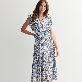 Women's 5th + Madison Edit Ruffle Sleeve Midi Dress