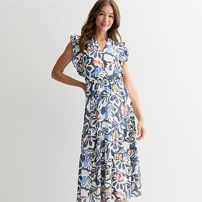 knee length dresses for ladies Miss Circle Women's Madison Cotton Eyelet Square Neck Midi Dress