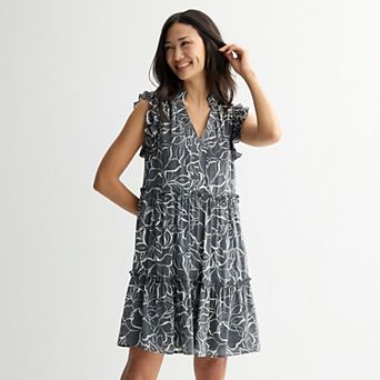 Women's 5th + Madison Edit Ruffle Sleeve V-Neck Tiered Dress