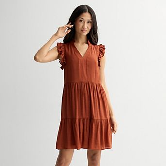 Women's 5th + Madison Edit Ruffle Sleeve V-Neck Tiered Dress