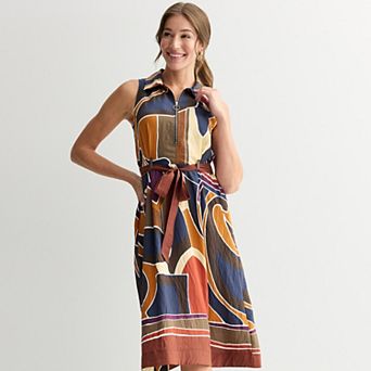 Women's 5th + Madison Edit Sleeveless Zip-Front Geo Printed Dress