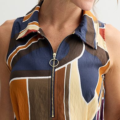 Women's 5th + Madison Edit Sleeveless Zip-Front Geo Printed Dress