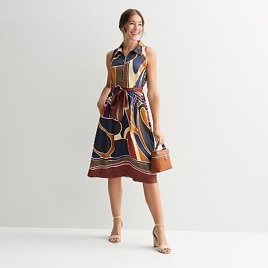 Women's 5th + Madison Edit Sleeveless Zip-Front Geo Printed Dress