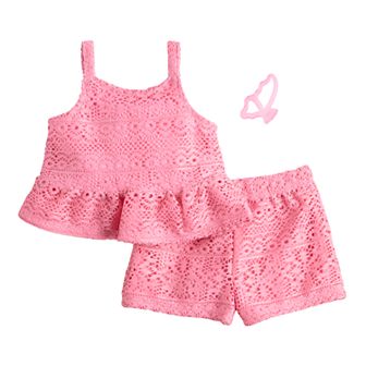 Toddler Girls BTween 2 pc Knit Crochet Peplum Tank Top & Matching Shorts Set