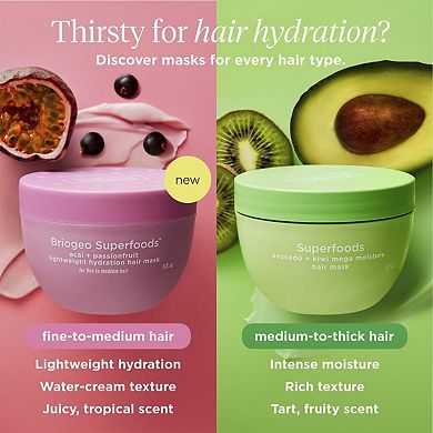 Superfoods Acai + Passionfruit Lightweight, Hydrating Hair Mask for Fine Hair