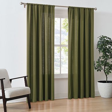 Brooklyn Loom Solid Cotton Percale Room Darkening Set of 2 Window Curtain Panels