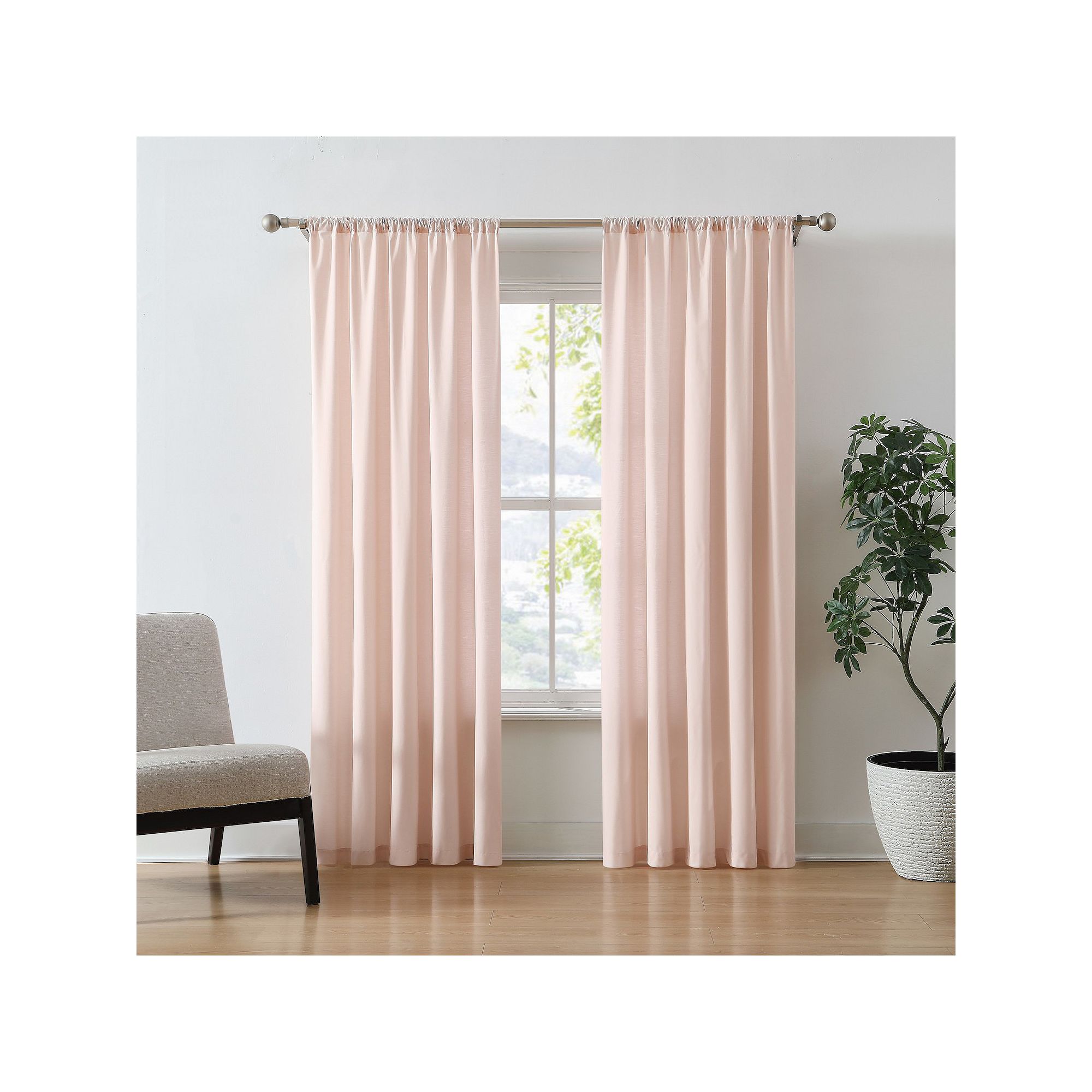 Brooklyn Loom Solid Cotton Percale Room Darkening Set of 2 Window Curtain P