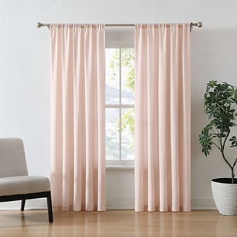 Brooklyn Loom Solid Cotton Percale Room Darkening Set of 2 Window Curtain Panels