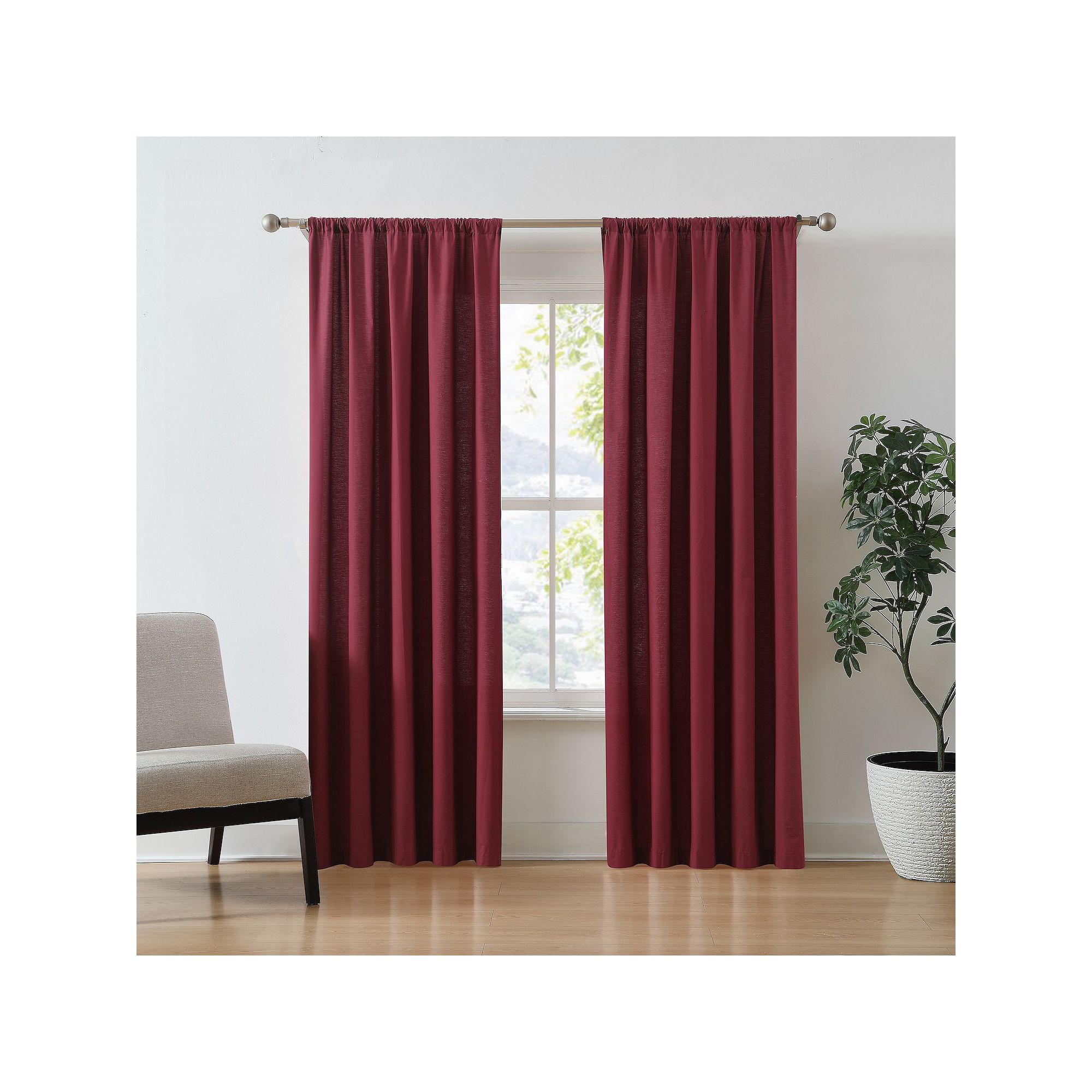 Brooklyn Loom Solid Cotton Percale Room Darkening Set of 2 Window Curtain P