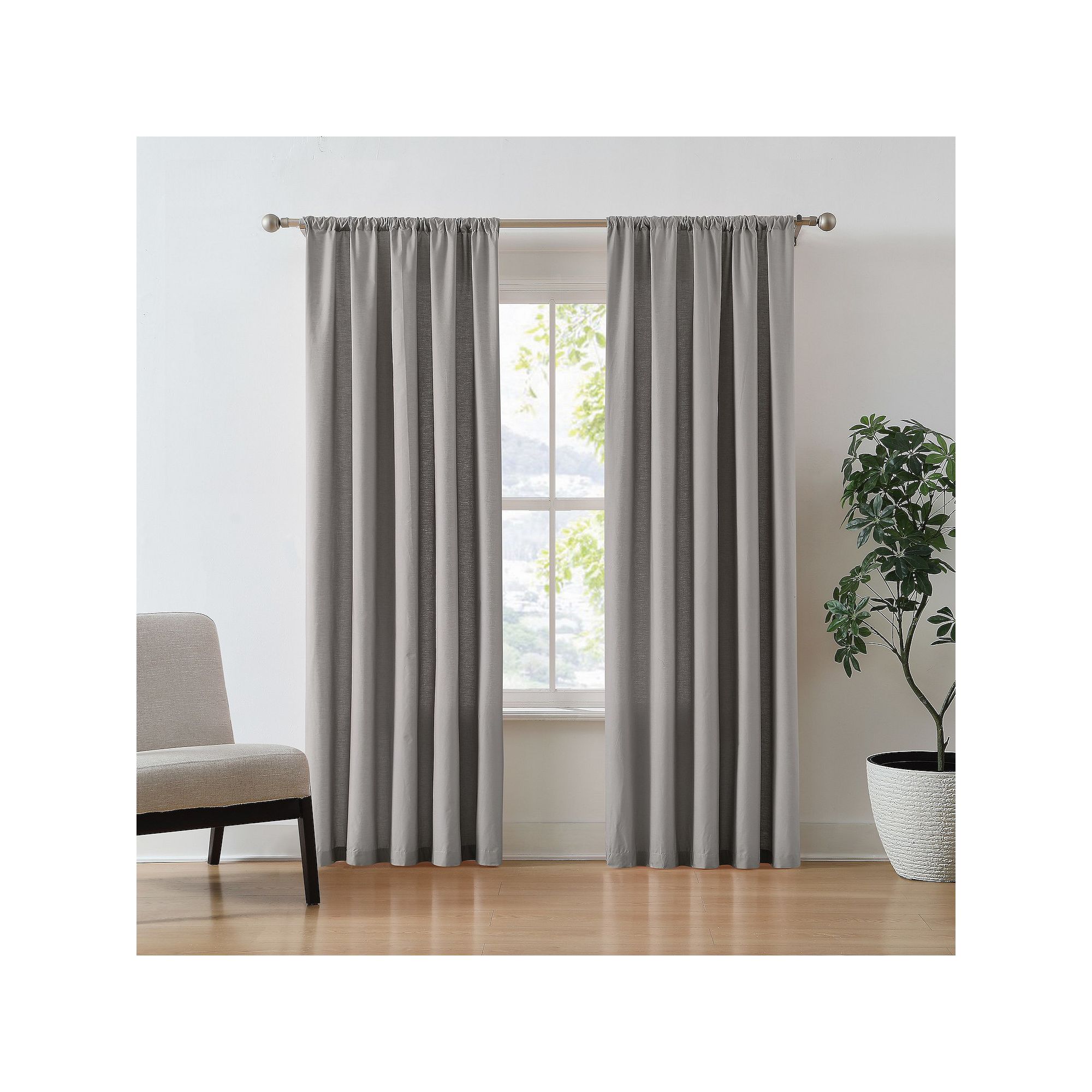 Brooklyn Loom Solid Cotton Percale Room Darkening Set of 2 Window Curtain P