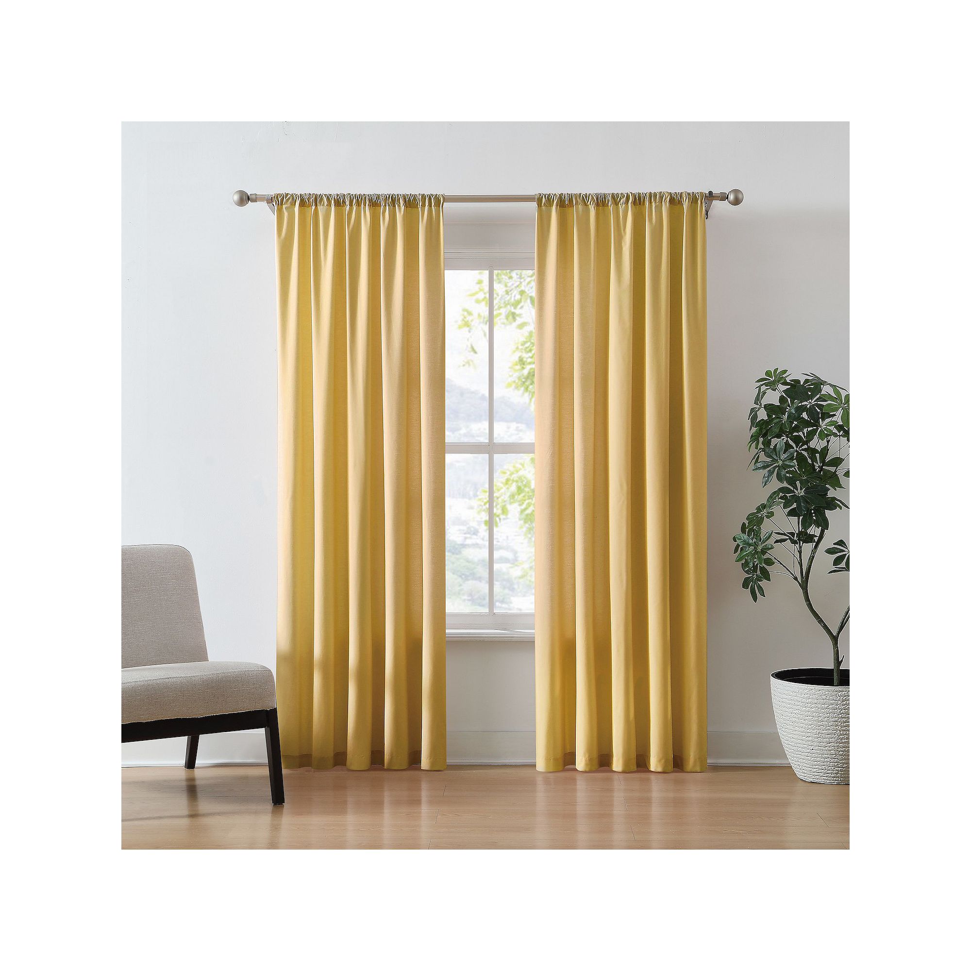 Brooklyn Loom Solid Cotton Percale Room Darkening Set of 2 Window Curtain P
