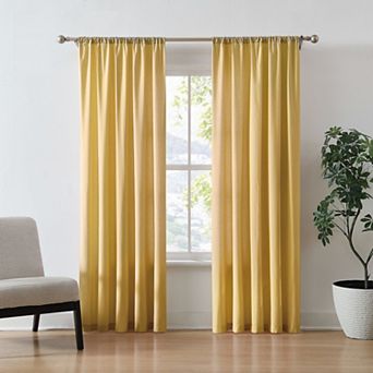 Brooklyn Loom Solid Cotton Percale Room Darkening Set of 2 Window Curtain Panels