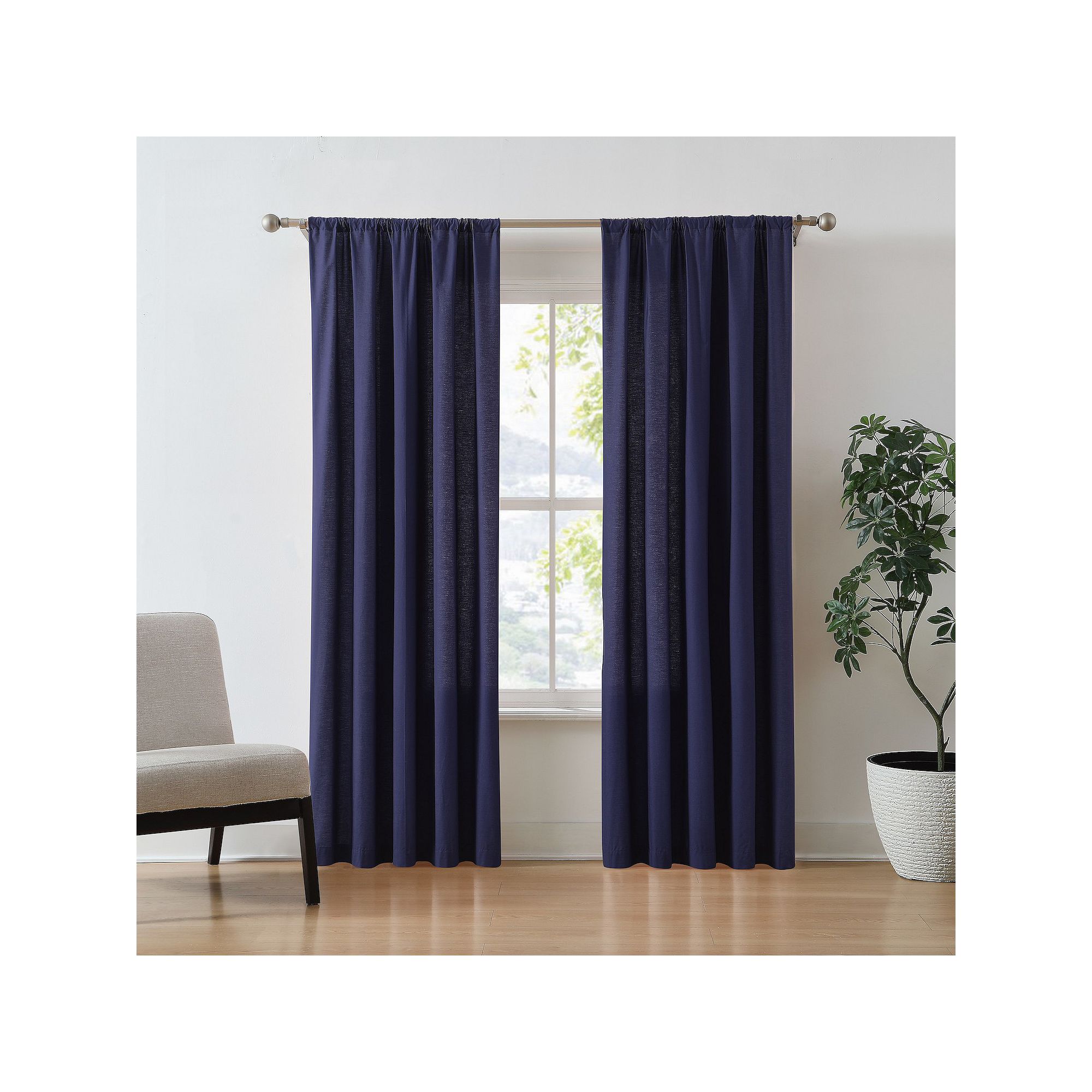 Brooklyn Loom Solid Cotton Percale Room Darkening Set of 2 Window Curtain P