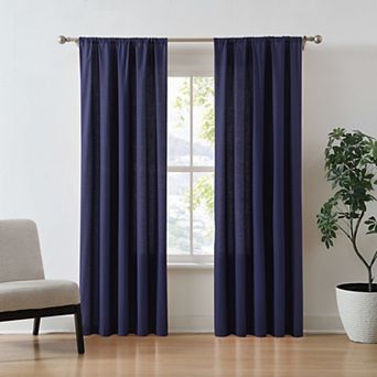 Brooklyn Loom Solid Cotton Percale Room Darkening Set of 2 Window Curtain Panels