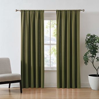 Brooklyn Loom Solid Cotton Percale Room Darkening Set of 2 Window Curtain Panels