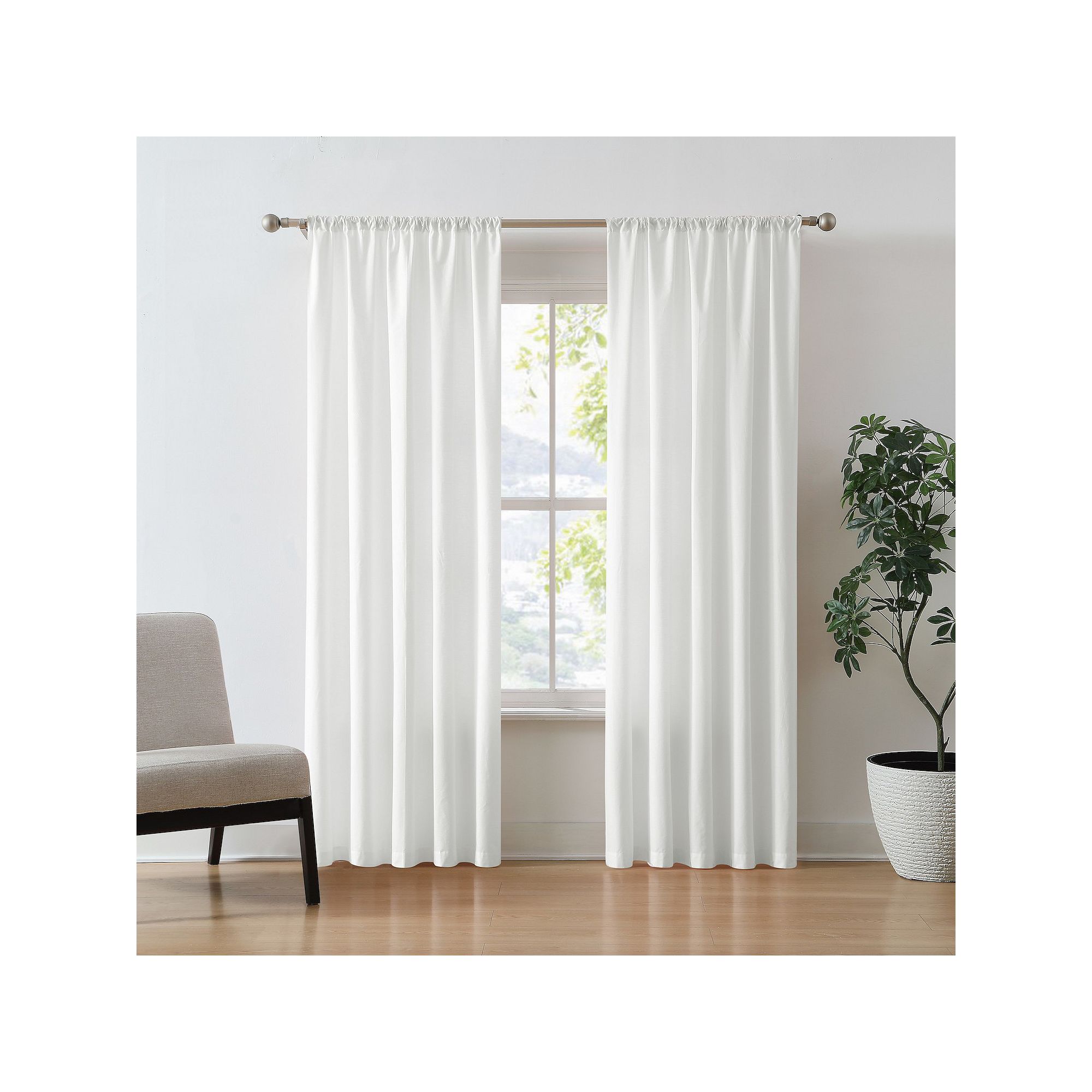 Brooklyn Loom Solid Cotton Percale Room Darkening Set of 2 Window Curtain P