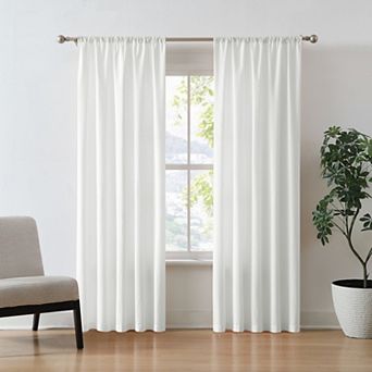 Brooklyn Loom Solid Cotton Percale Room Darkening Set of 2 Window Curtain Panels