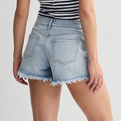 Juniors' Project Indigo Mid Rise Star Stone Embellished Jean Shorts