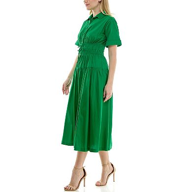 Women's Maison Tara Elastic Waist Midi Shirtdress