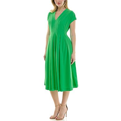 Women's Maison Tara Crepe Inverted Pleat Midi Dress
