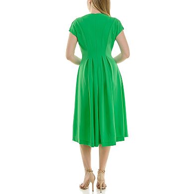 Women's Maison Tara Crepe Inverted Pleat Midi Dress