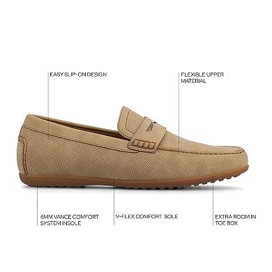VANCE Yates Men's Comfort Perforated Slip-on Driving Penny Loafers in Regular and Wide