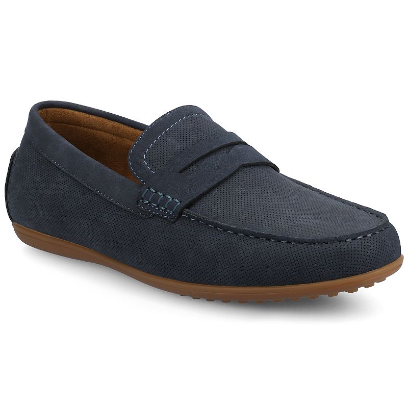 VANCE Yates Men's Comfort Perforated Slip-On Driving Penny Loafers in Regular and Wide, Size: 8.5, Blue