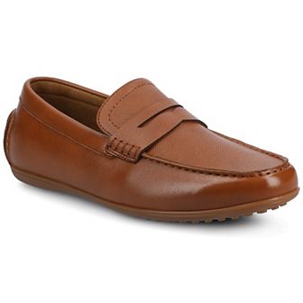 VANCE Yates Men's Comfort Perforated Slip-On Driving Penny Loafers in Regular and Wide