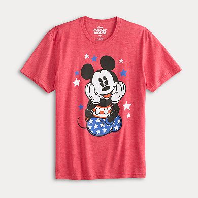 Disney's Mickey Mouse Men's Red White & Blue Stars & Stripes Graphic Tee