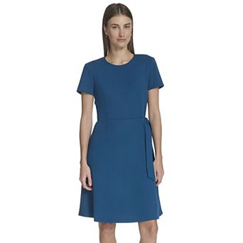 Women's Andrew Marc Short Sleeve Scuba Crepe Dress