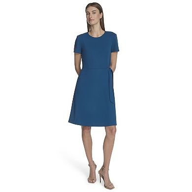 Women's Andrew Marc Short Sleeve Scuba Crepe Dress