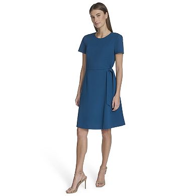Women's Andrew Marc Short Sleeve Scuba Crepe Dress
