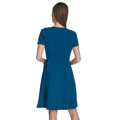 Women's Andrew Marc Short Sleeve Scuba Crepe Dress