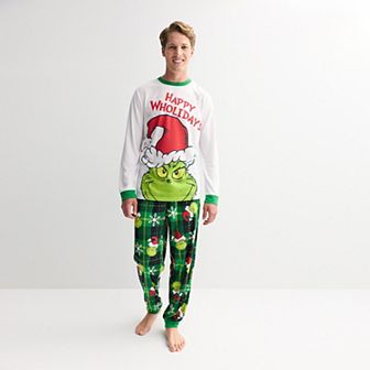 Men's Jammies For Your Families® Grinch Happy Wholidays Pajama Top & Pajama Bottoms Set