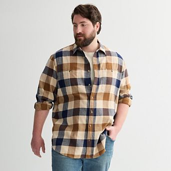Big & Tall Sonoma Goods For Life® Long Sleeve Brushed Flannel Shirt