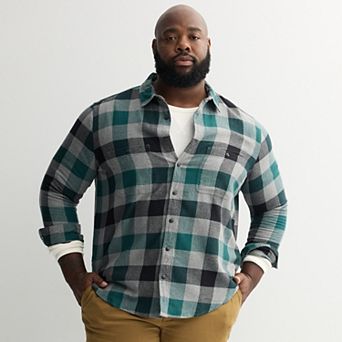 Big & Tall Sonoma Goods For Life® Long Sleeve Brushed Flannel Shirt