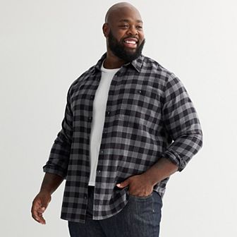 Big & Tall Sonoma Goods For Life® Long Sleeve Brushed Flannel Shirt